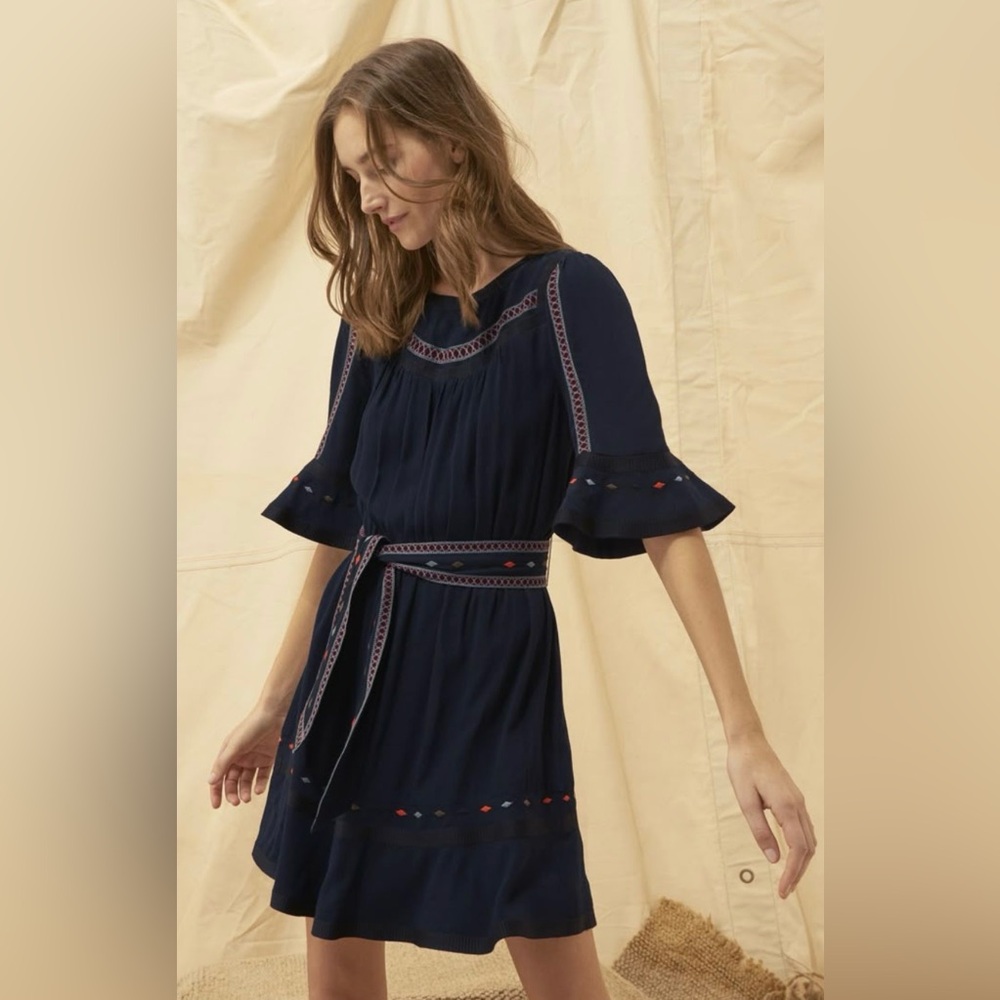 ba&sh Bohemian Navy Blue Dress